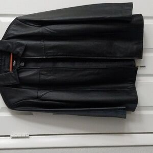 A black leather jacket with a zipper. It's in great condition. A Missoni brand.